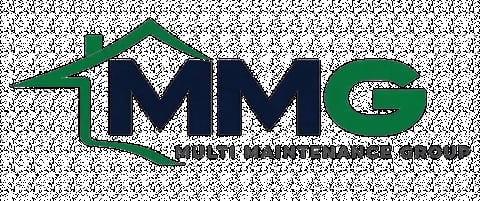 TMMG logo with green house roofline and dark blue letters on textured background